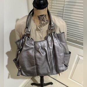 Elegant Silver Women's leather Handbag